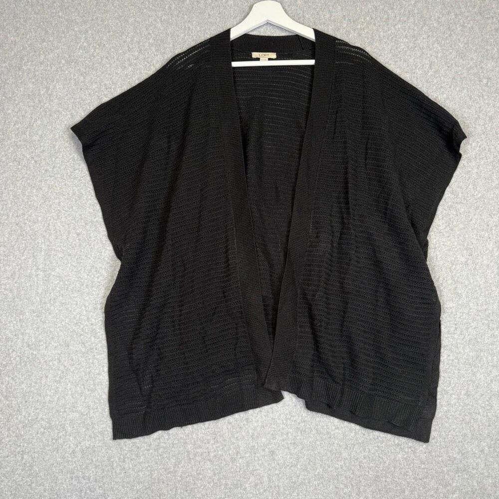 Loft Women's Size XS/S Black Oversized Fit Knit Sleeveless Cardigan Sweater
